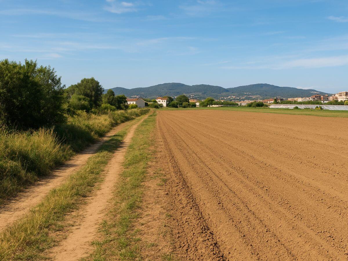 Equipo realizando limpieza de mantenimiento en un terreno cercano a infraestructuras en El Prat de Llobregat.