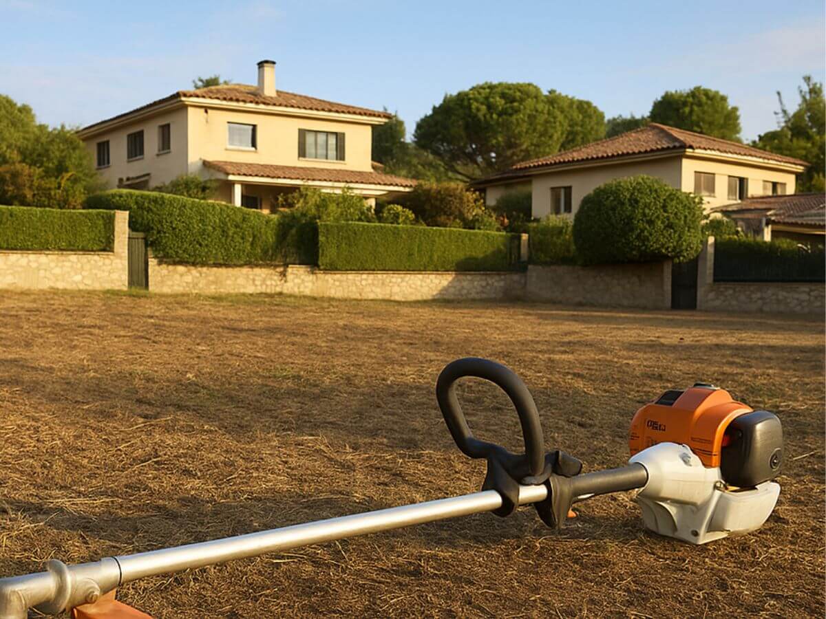 Resultado del desbroce para prevención de incendios en una parcela residencial de una urbanización de Masquefa.
